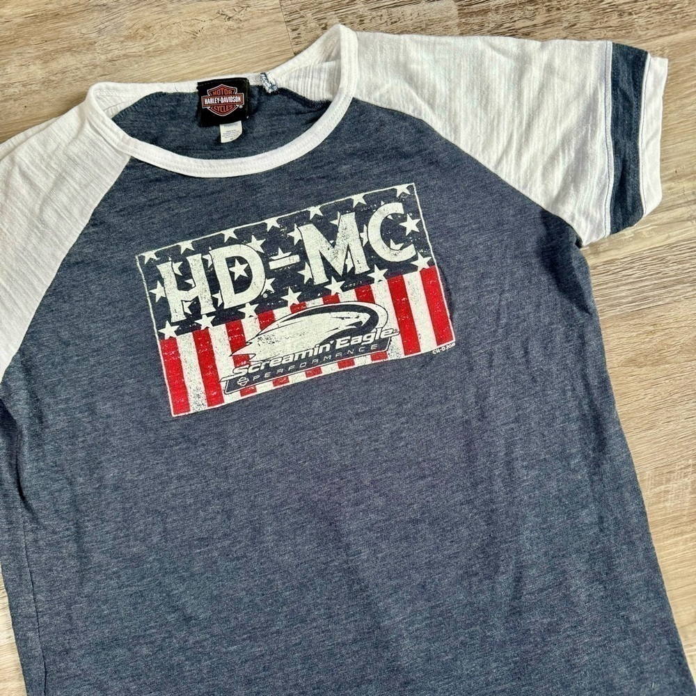 Women’s Gray Harley Davidson Screaming Eagle Biker Motorcycle top size M